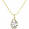 Necklaces | Adora Fine Jewelry 14K Solid White Or Yellow Gold Lab Grown Moissanite Diamond Solitaire Pendant Necklaces | Round, Pear, Heart Shape | Pendant Only Or With Box/Cable Chain | Made In Usa