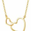 Necklaces | FANCIME Fancime Solid 14K Gold Love Heart Necklace Dainty Double Heart Pendant Fine Jewelry Promise Anniversary Birthday Valentine'S Day Gifts For Her Women Girls Adjustable Chain 16\"+2\" Extend