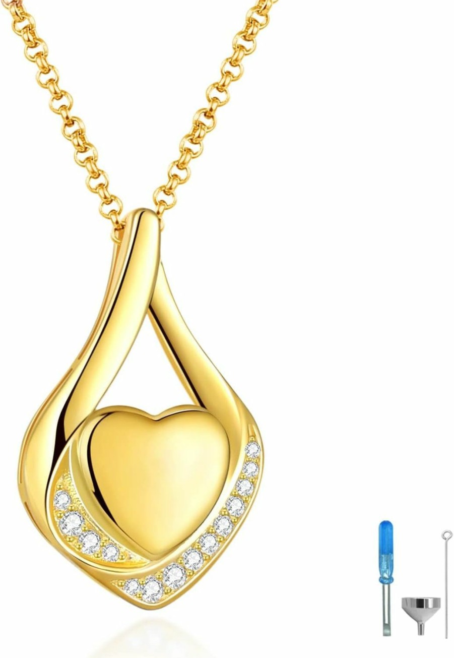 Necklaces | ACJFA Acjfa Cremation Jewelry 925 Sterling Silver Teardrop Urn Necklace For Ashes Heart Shape Memorial Keepsake Pendant For Human Ashes For Women Gift