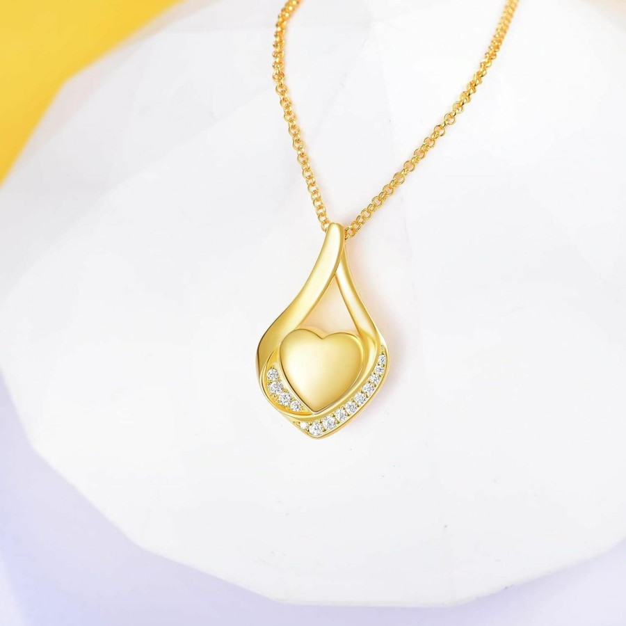 Necklaces | ACJFA Acjfa Cremation Jewelry 925 Sterling Silver Teardrop Urn Necklace For Ashes Heart Shape Memorial Keepsake Pendant For Human Ashes For Women Gift