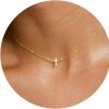 Necklaces | Tewiky Tewiky Dainty Cross Necklace For Women, 14K Gold Plated/Sterling Silver Simple Cross Choker Necklaces Small Cross Pendant Tiny Cute Necklaces For Teen Girls Handmade Aesthetic Gold Jewelry For Women