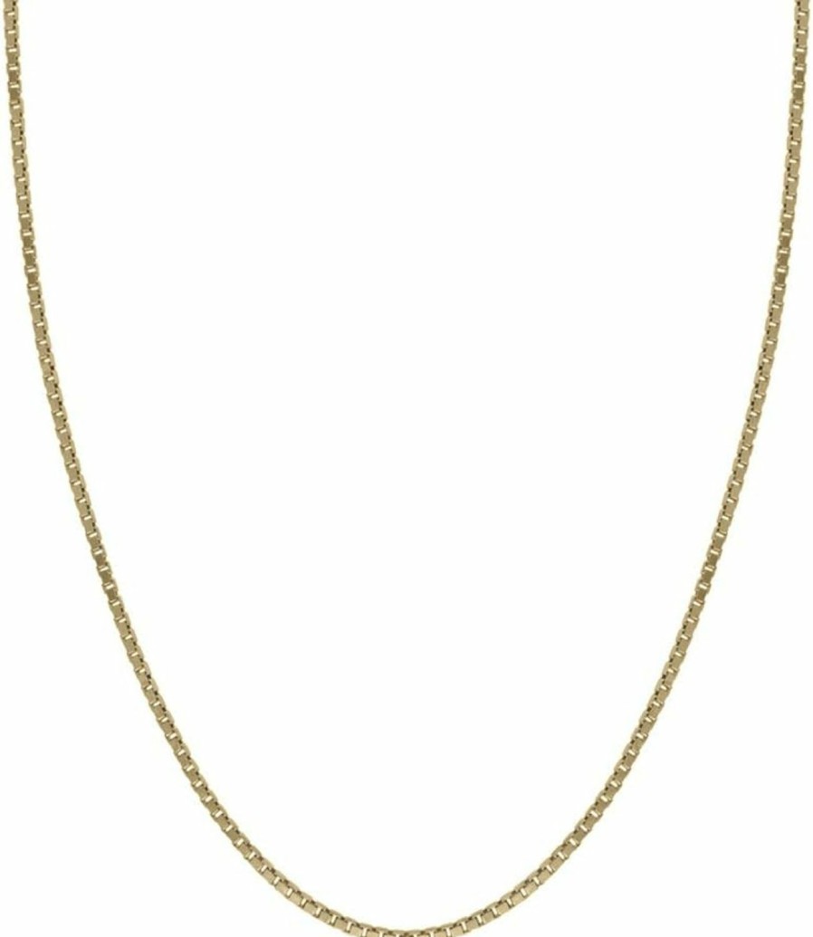 Necklaces | Honolulu Jewelry Company Honolulu Jewelry Company 14K Real Solid Yellow Gold 0.5Mm Or 1Mm Box Chain Necklace, 16\"-24\"