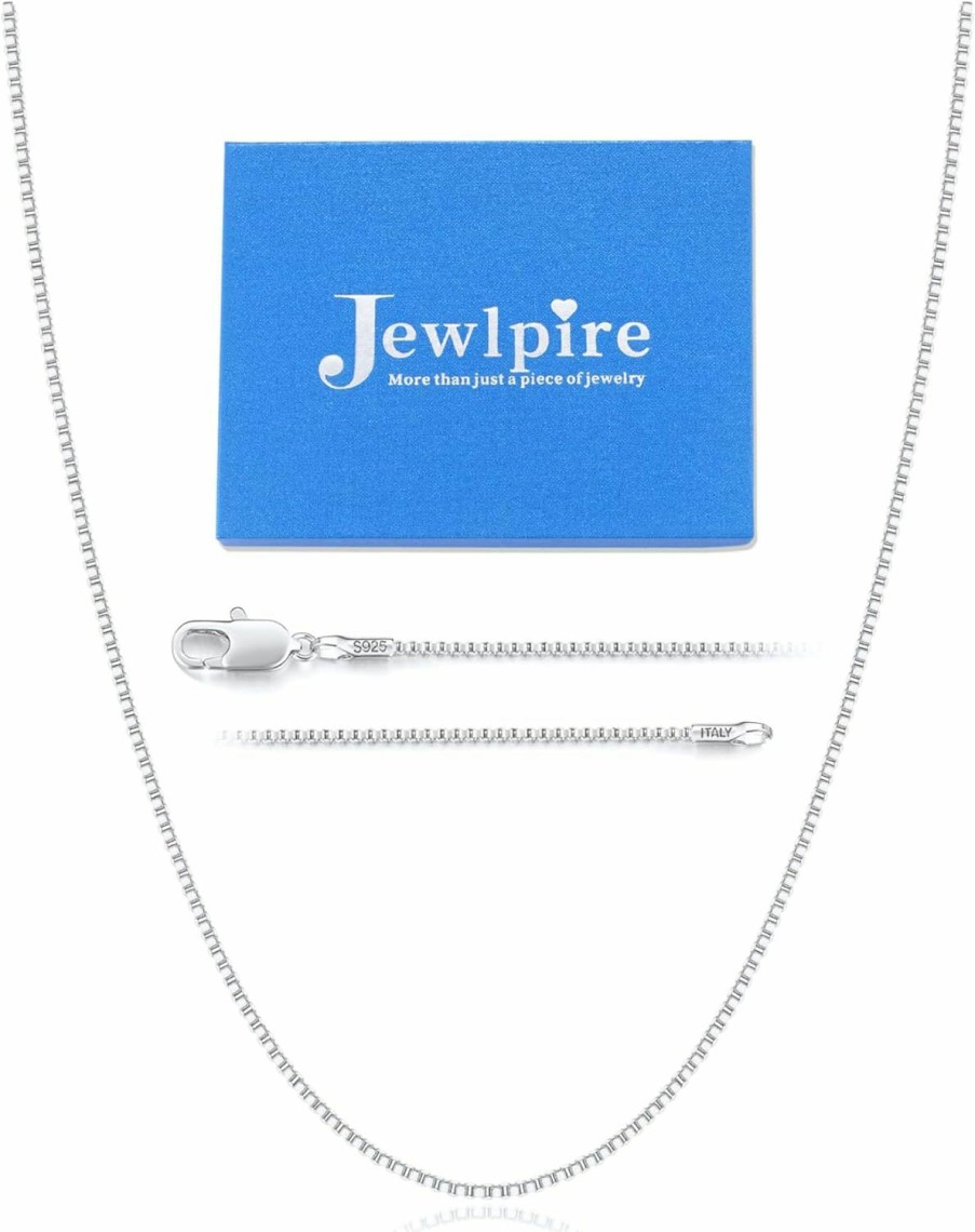 Necklaces | Jewlpire Jewlpire 14-26 Inch Italian 1.3Mm Ultra Luxury 24K Gold Over 925 Sterling Silver Box Chain Necklace For Women Girls, Hypoallergenic Replacement Necklace Thin & Sturdy Women'S Chain Necklaces