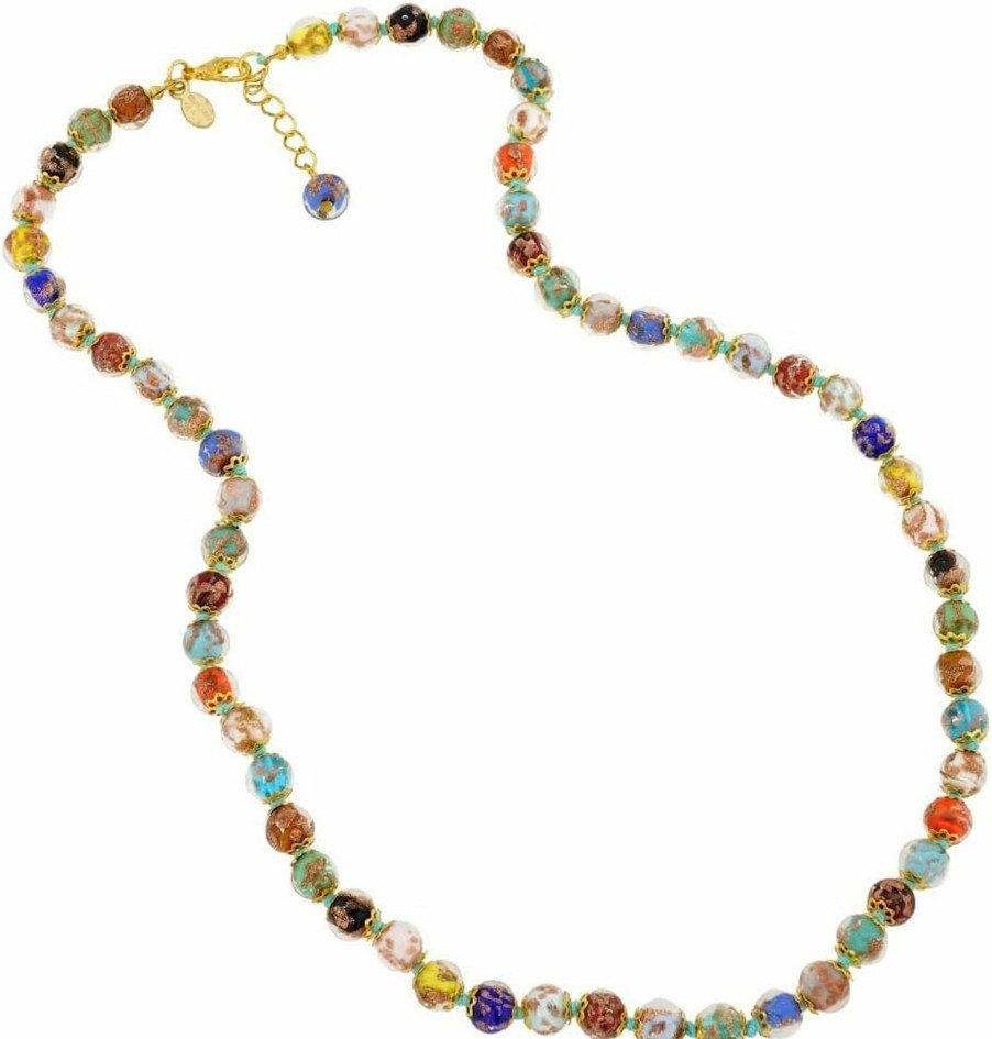 Necklaces | Glass Of Venice Glass Of Venice Murano Glass Necklace Longer Length - Italian Multicolor Sommerso Sparkling Beads Handmade Blown Glass - Murano Glass Necklaces For Women