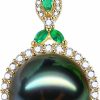 Necklaces | NONNYL Nonnyl Gifts For Women- Tahitian-Black-Pearl-Necklace For Women, 12-13Mm Real South Sea Pearls Pendant Sterling Silver Plated 18K Gold With Urquoise- Christmas Mothers Day Valentine'S Day Jewelry