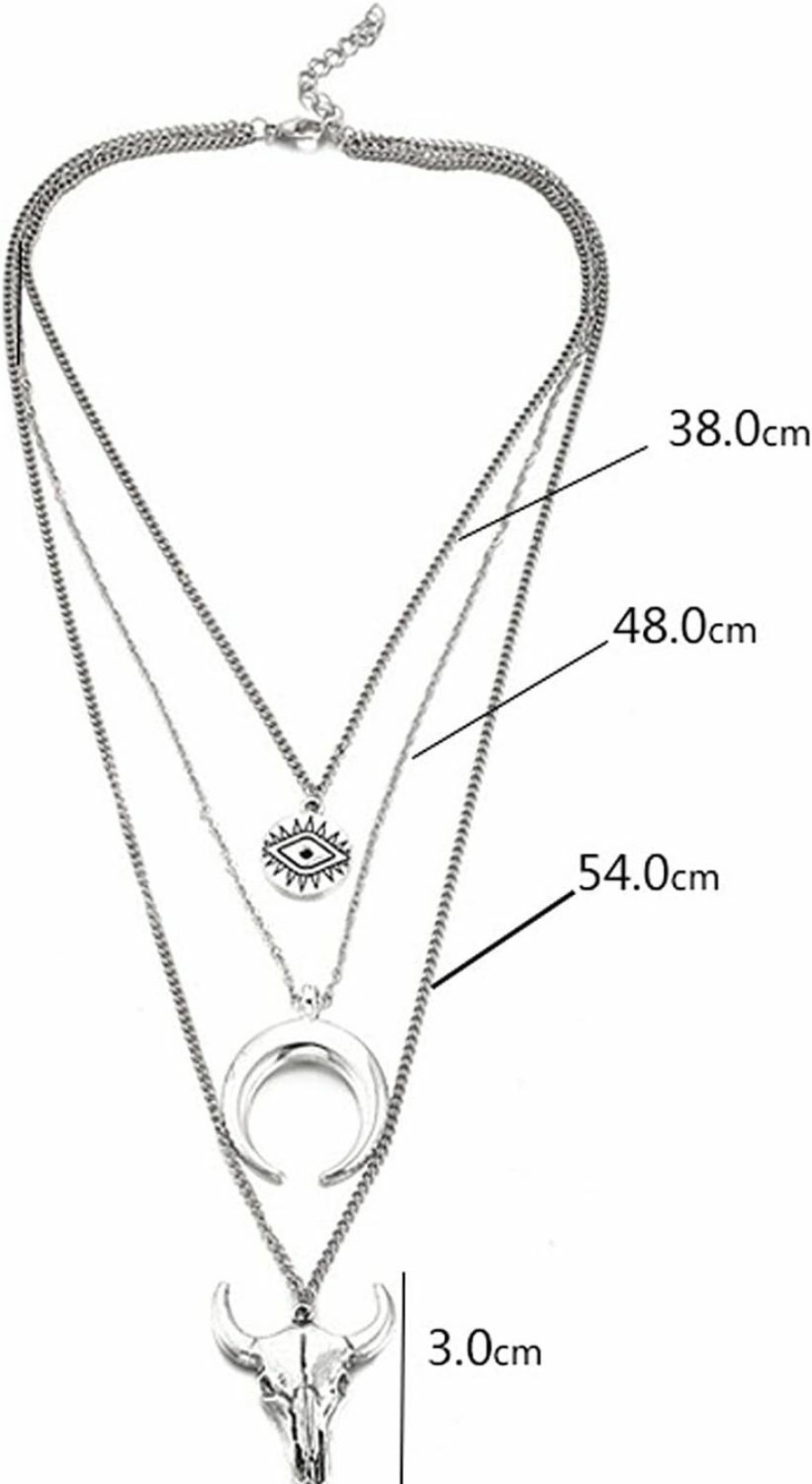 Necklaces | SHAMZBEST Shamzbest Boho Women'S Layered Necklace, Cowboy Cowgirls Western Women'S Necklace, Evil Eye Bull Head Necklace, Women'S Western Jewellery (Silver)