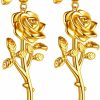 Necklaces | beautlace Beautlace Rose Necklaces/Adjustable Rings Silver/18K Gold/Black Gun Plated Flower Pendant/Open Ring Elegant Jewelry Gifts For Women