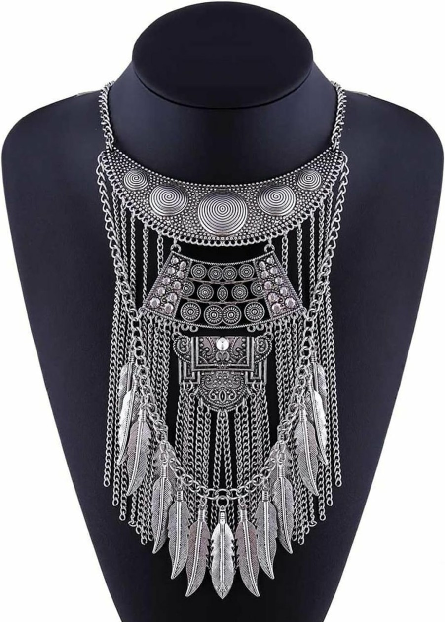 Necklaces | CCBFY Long Tassel Chunky Boho Coin Statement Necklace For Women Silver