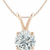 Necklaces | The Diamond Deal The Diamond Deal .25-1.00 Carat Round Shape Brilliant Solitaire Lab-Grown Diamond Solitaire Pendant Necklace For Women Girls Infants | 14K Yellow Or White Or Rose/Pink Gold With 18\" Gold Chain