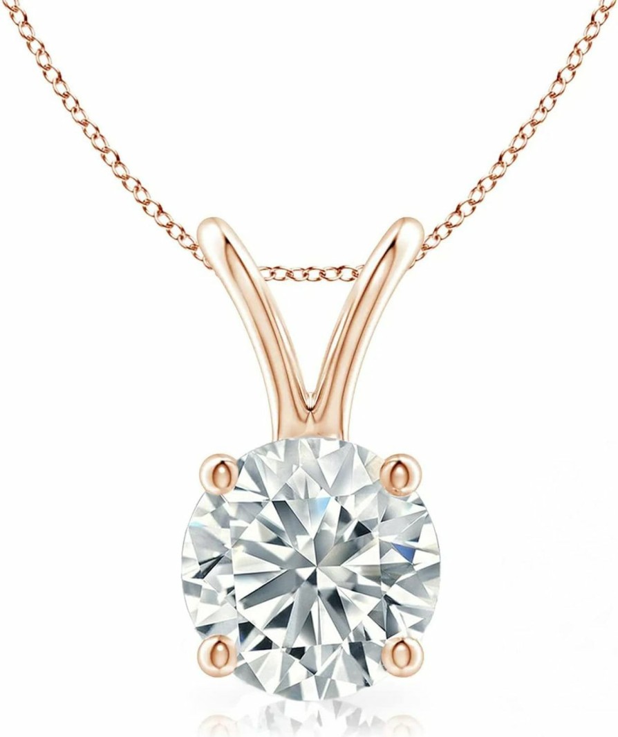 Necklaces | The Diamond Deal The Diamond Deal .25-1.00 Carat Round Shape Brilliant Solitaire Lab-Grown Diamond Solitaire Pendant Necklace For Women Girls Infants | 14K Yellow Or White Or Rose/Pink Gold With 18\" Gold Chain