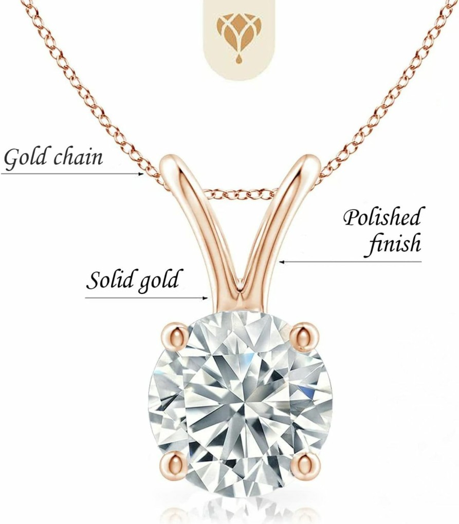 Necklaces | The Diamond Deal The Diamond Deal .25-1.00 Carat Round Shape Brilliant Solitaire Lab-Grown Diamond Solitaire Pendant Necklace For Women Girls Infants | 14K Yellow Or White Or Rose/Pink Gold With 18\" Gold Chain