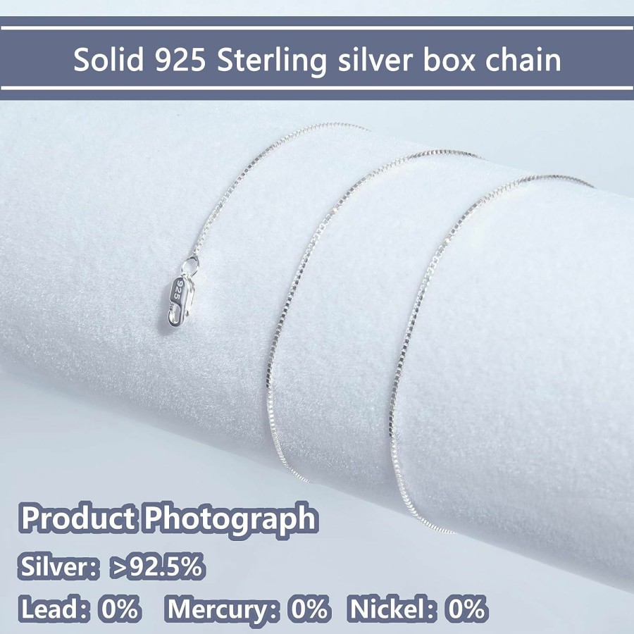 Necklaces | NAG.HC 925 Sterling Silver Chain 0.8Mm Delicate Box Chain - Italian Necklace Chain - Tiny&Thin&Strong -Friendly Price & Quality 14"-30"