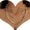 Necklaces | MJartoria Mjartoria Layered Gold Necklace For Women, 14K Gold Plated Trendy Dainty Chain Necklace, Snake Chain Paperclip Chain Adjustable Layering Chain Necklace For Women Girls Gold Jewelry Gifts