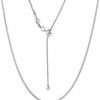 Necklaces | Verona Jewelers 925 Sterling Silver 1.3Mm Adjustable Wheat Chain Necklace, Bolo Necklace, Slider Necklace, Adjustable Fox Tail Spiga Necklace, Extends Up To 24 Inches, Sterling Silver Jewelry