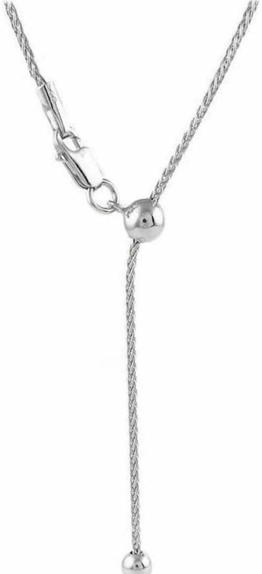 Necklaces | Verona Jewelers 925 Sterling Silver 1.3Mm Adjustable Wheat Chain Necklace, Bolo Necklace, Slider Necklace, Adjustable Fox Tail Spiga Necklace, Extends Up To 24 Inches, Sterling Silver Jewelry