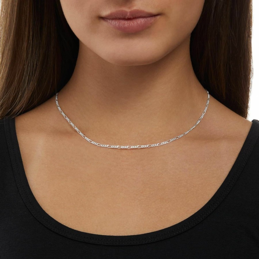 Necklaces | Amazon Essentials Amazon Essentials 14K Gold Or Sterling Silver Plated Figaro Chain 16\", 18\", 20\", Or 24\"