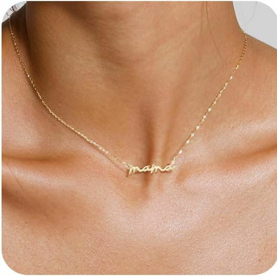 Necklaces | ZOERAY Zoeray Mama Necklace For Women Dainty Gold Necklace For Mom Initial Letter Mama Pendant Necklaces Mom Jewelry Gifts For New Mom For Mother'S Day Mother'S Birthday