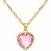 Necklaces | MISS RIGHT Miss Right Crystal Love Heart Necklace For Women Girls 18K Gold Plated With Birthstone Charm Pendants, Jewelry Valentines Day Gifts For Women, 16''+2''