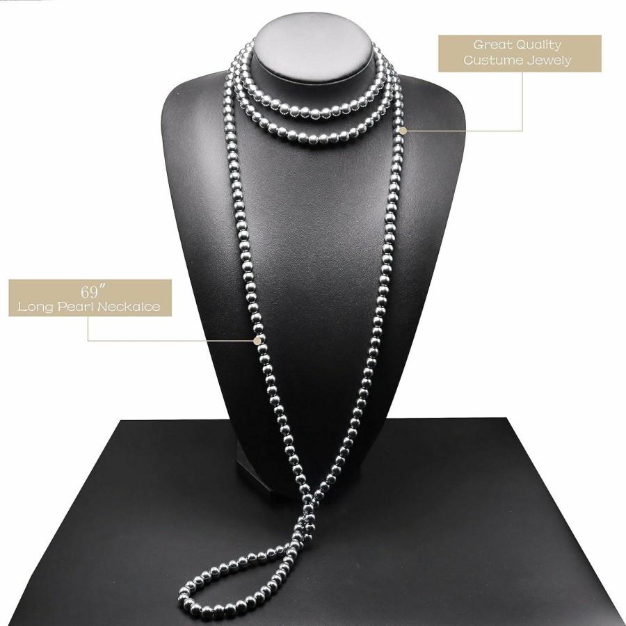 Necklaces | Aisansty Long Pearl Necklaces For Women Cream White Faux Pearl Strand Layered Necklace Costume Jewelry