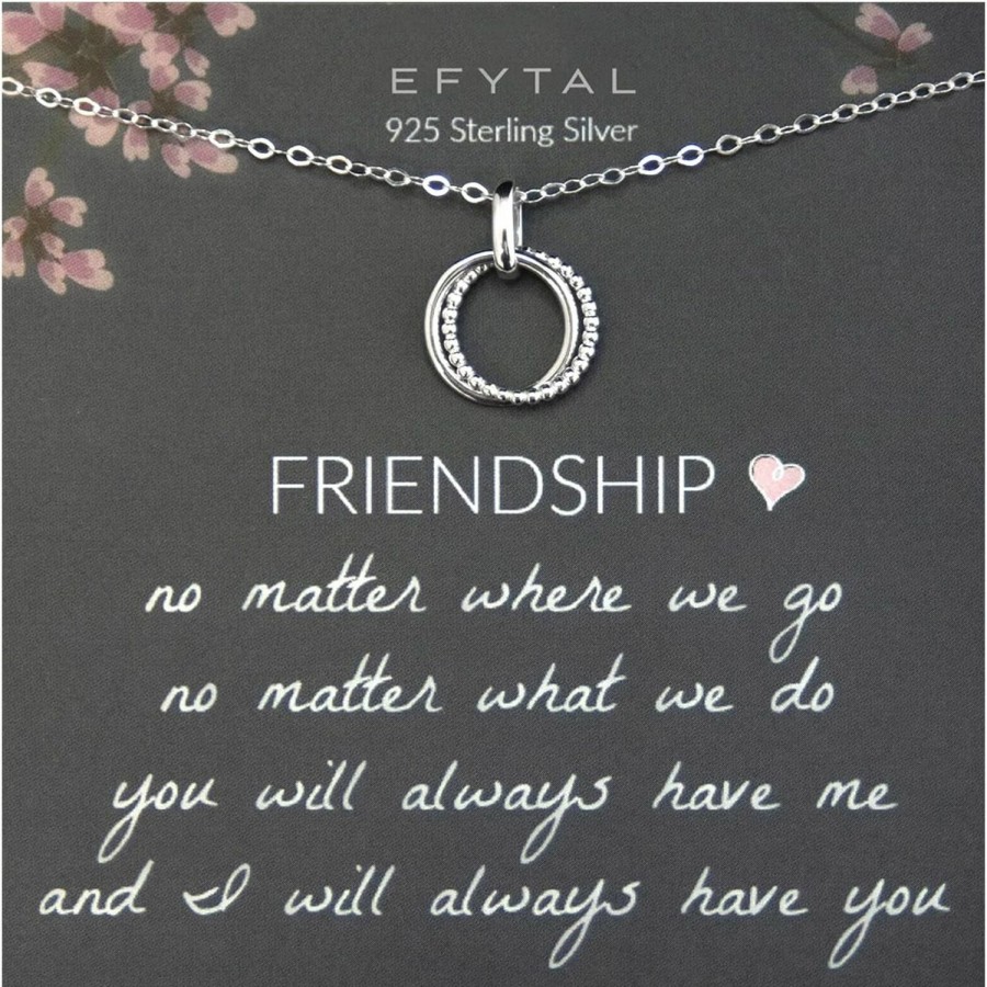 Necklaces | EFYTAL Efytal Friend Gifts For Women, Sterling Silver Studded Interlocking Circles Friendship Necklace, Best Friend Necklaces, Gifts For Friends Female, Bridesmaid Gift Ideas, Birthday Gifts For Women