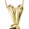 Necklaces | PEORA Peora 14K Yellow Gold Created Emerald Pendant For Women, Classic Solitaire, 0.75 Carat, Cushion Cut, 6Mm, Aaa Grade