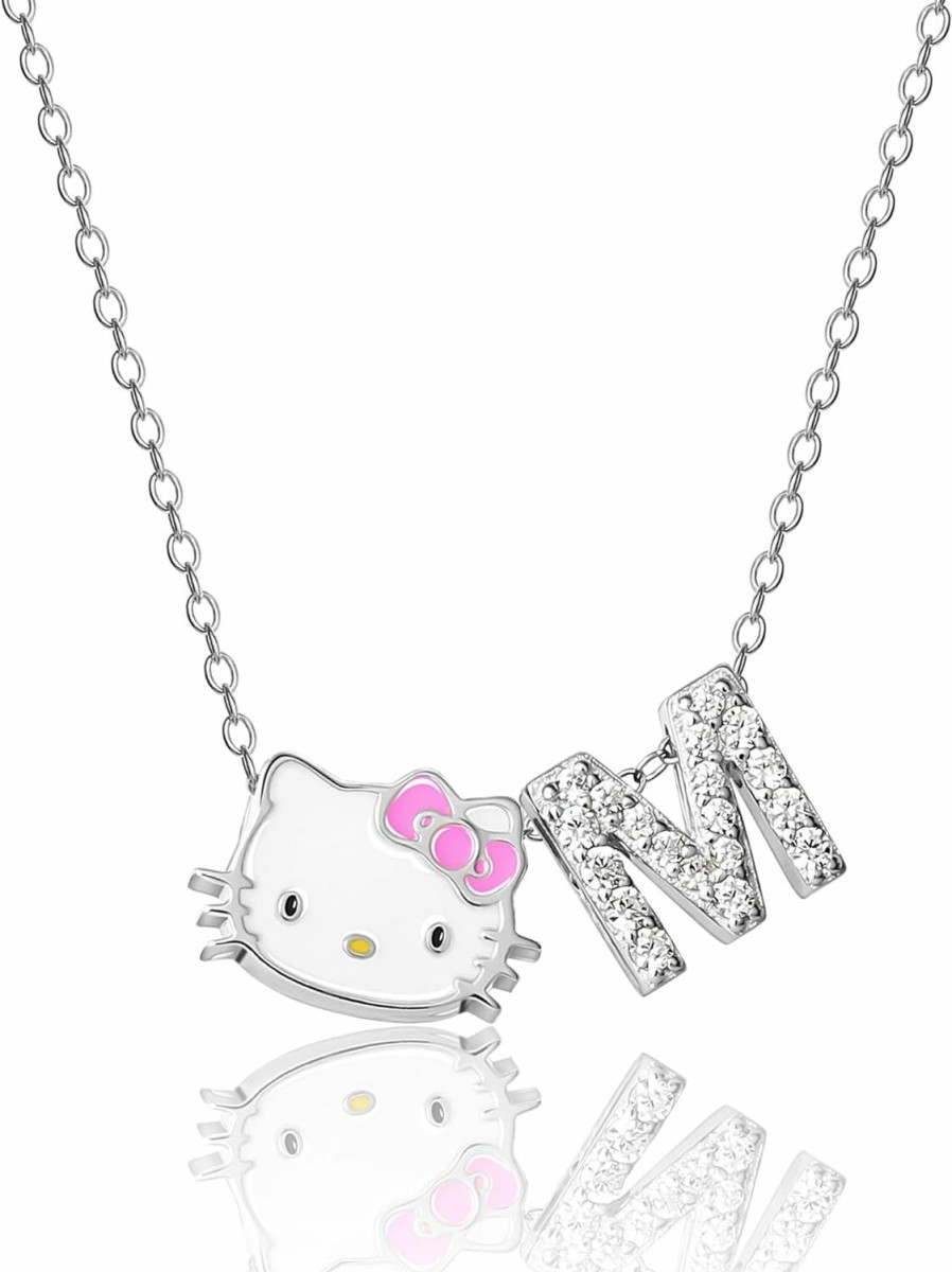 Necklaces | SALLY ROSE Sally Rose Hello Kitty Necklace For Women With Cubic Zirconia Letter Charm - 18\" Initial Necklaces For Women Silver Flash-Plated - Official License