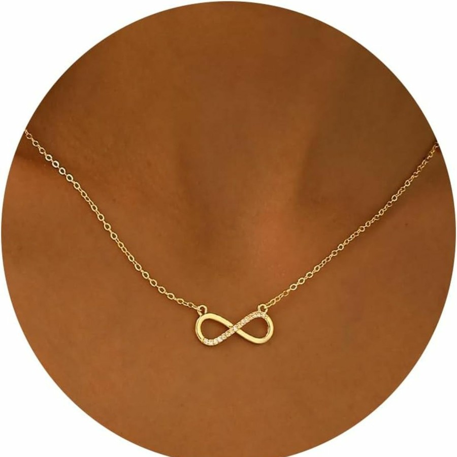 Necklaces | GUOKE Guoke Gold Necklace For Women, Infinity Necklace 14K Gold Plated Dainty Gold Sun Flower Leaf Bar Teardrop Pendant Necklace Simple Jewelry Necklaces For Women