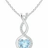 Necklaces | Angara Angara Natural Aquamarine Infinity Heart Pendant Necklace For Women, Girls With Diamonds In 925 Sterling Silver/14K Solid Gold/Platinum 950 | March Birthstone Jewelry Gift For Her