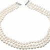 Necklaces | Eranthe 3 Multiple Layered Triplets Strand Pearl Necklace For Women,White Freshwater Pearls Necklace Mother'S Day Gift