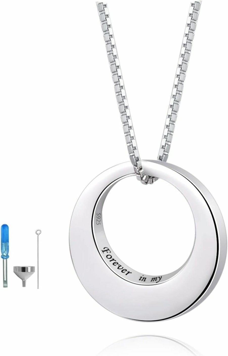 Necklaces | Jinlou Jinlou Circle Of Life Urn Necklace For Ashes - 925 Sterling Silver Always In My Heart Sterling Silver Cremation Urns Pendant Eternity Memorial Necklaces For Women