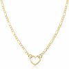 Necklaces | Jewelry Atelier Jewelry Atelier Gold Filled Figaro Heart Necklaces 14K Yellow Gold Filled Heart Pendant With Solid Figaro Chain For Women With Different Sizes (2.7Mm, 4.5Mm)