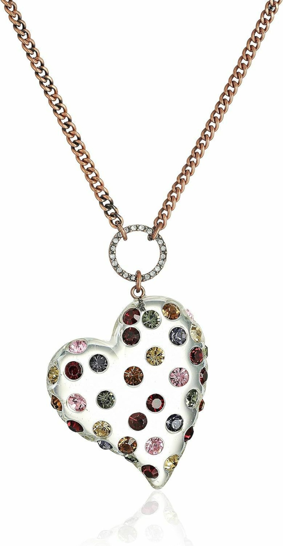 Necklaces | Betsey Johnson Betsey Johnson Mixed Multi-Colored Stone Lucite Heart Long Pendant Necklace