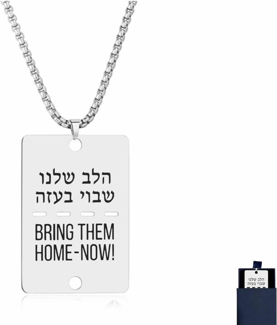 Necklaces | HORNEDI Hornedi Bring Them Home Now Necklace Pendant For Men Women,Stainless Steel Jewish Hebrew Personalized Dog Tag Necklace Friends Family Remembrance Jewelry