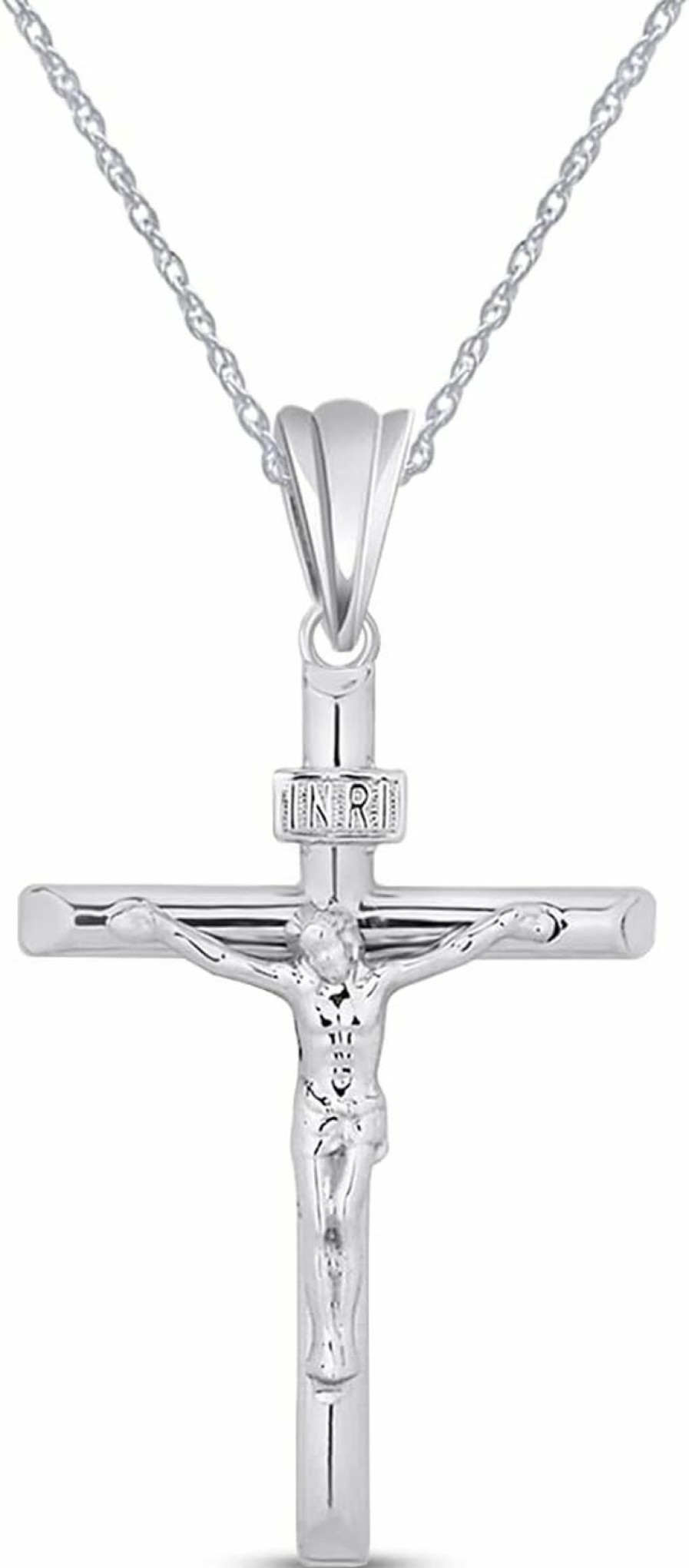 Necklaces | AFFY Affy Jesus Christ Inri Crucifix Cross Pendant Necklace Along With 18\" Rope Chain In 14K Gold Plated 925 Sterling Silver