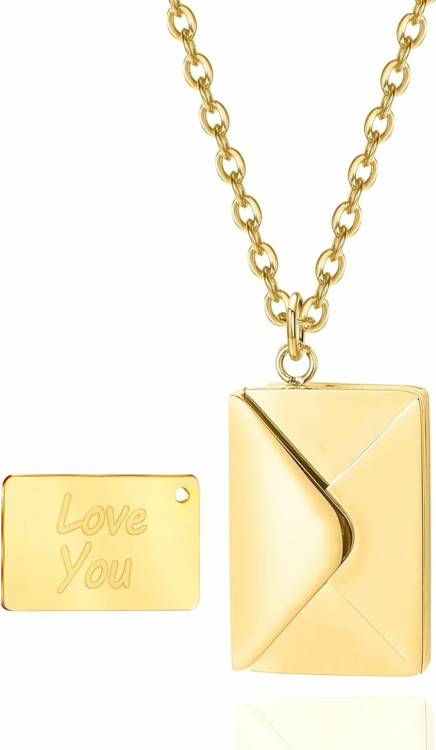 Necklaces | SHINYY Shinyy Envelope Love Letter Necklace For Women Stainless Steel You Secret Gift Message Engraved Locket Jewelry Pendant Couples And Family