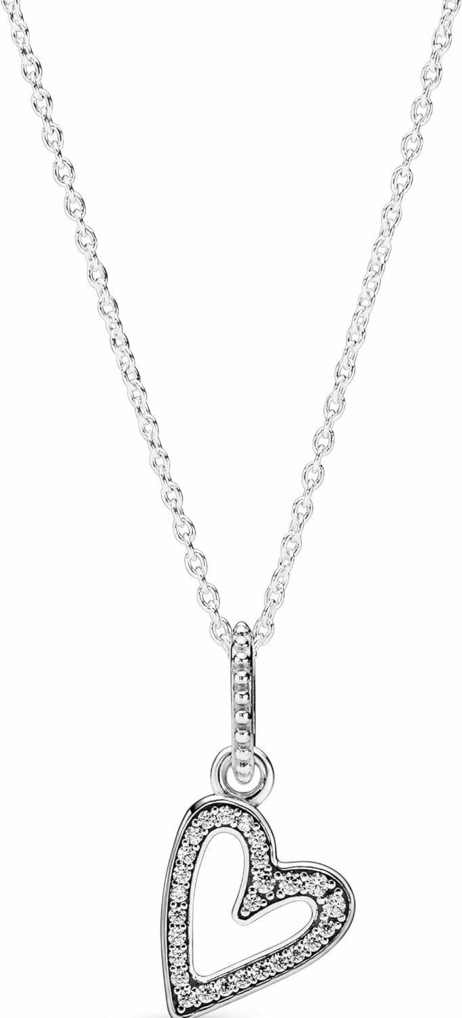 Necklaces | Pandora Pandora Jewelry Sparkling Freehand Heart Pendant Necklace - Great Gift For Her - Stunning Women'S Jewelry - Sterling Silver & Cubic Zirconia - 19.7\"