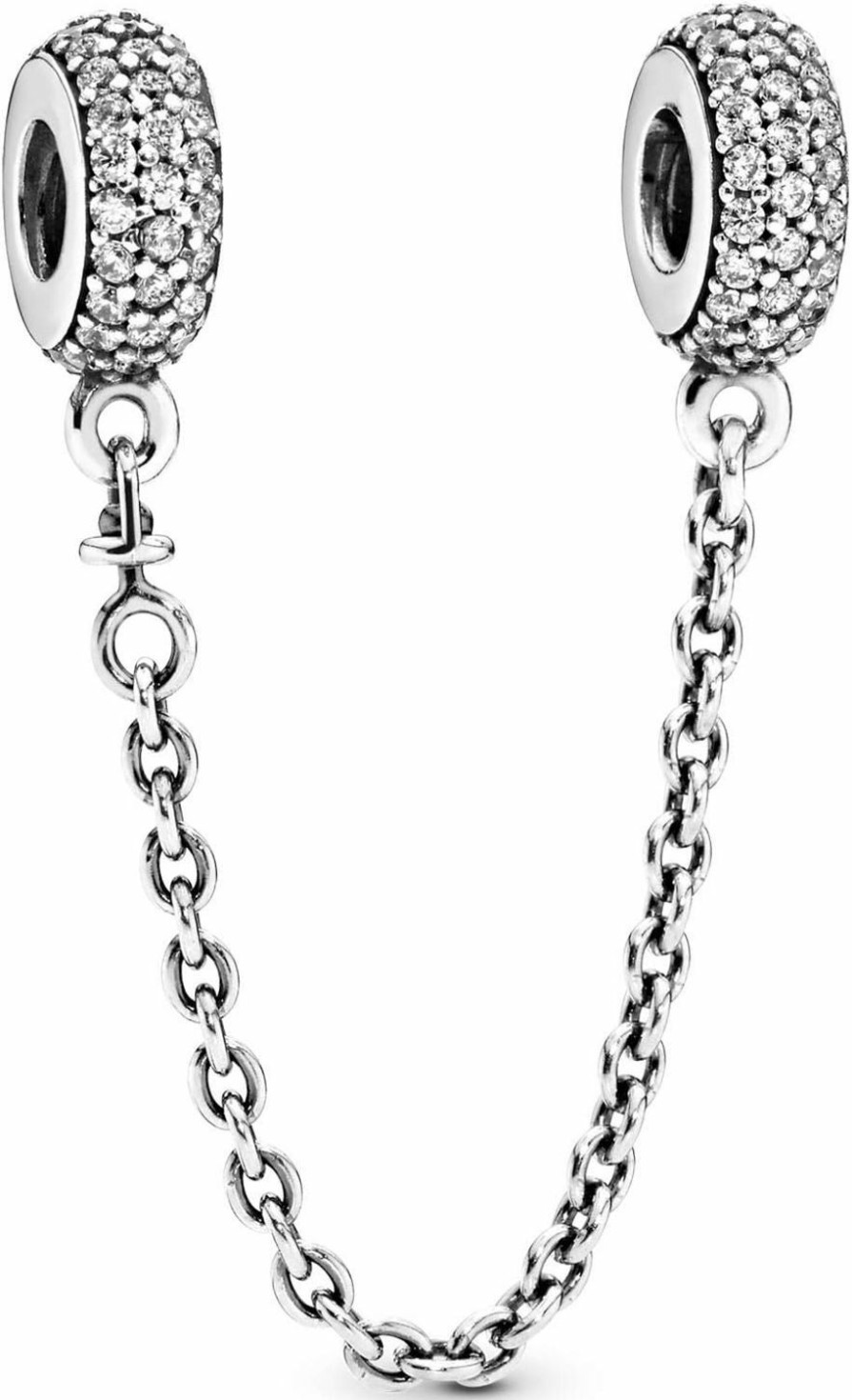 Necklaces | Pandora Pandora Sparkling Pave Safety Chain Charm Bracelet Charm Moments Bracelets - Stunning Women'S Jewelry - Gift For Women - Made With Sterling Silver & Cubic Zirconia