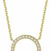 Necklaces | espere Espere Rhodium Plated Paved Circle Pendant Sterling Silver Necklace For Women