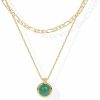 Necklaces | PAVOI Pavoi 14K Gold Plated Layered Necklaces For Women | Gemstone Pendant Figaro Chain Necklace | Carnelian, Green Aventurine, Malachite Layering Necklace