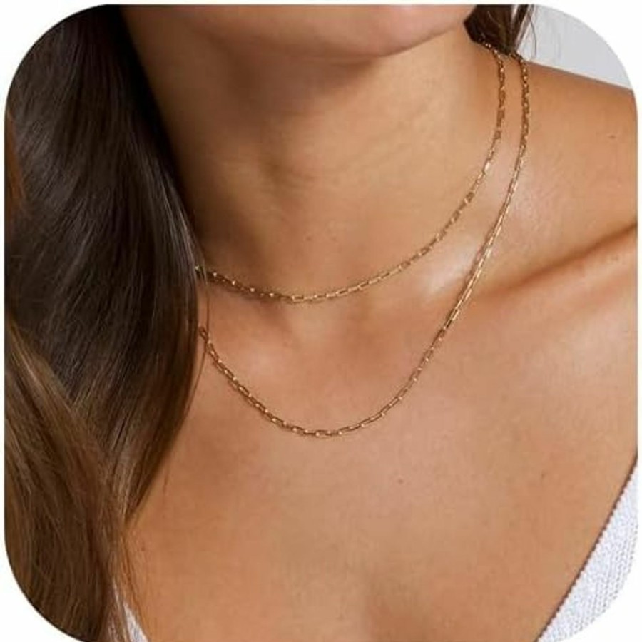 Necklaces | Yesteel Yesteel Gold Chain Necklaces For Women - 14K Gold Plated Chain Necklace Simple Layered Necklaces Cuban Paperclip Rope Chain Gold Choker Necklaces Jewelry Gifts For Women Girls