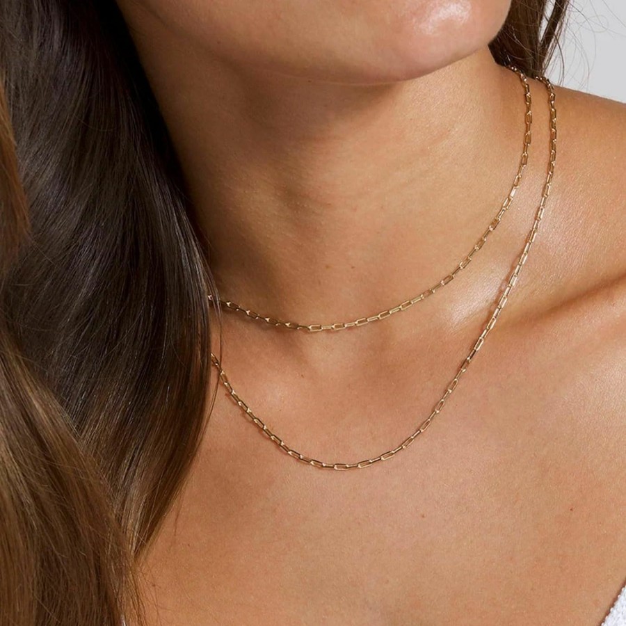 Necklaces | Yesteel Yesteel Gold Chain Necklaces For Women - 14K Gold Plated Chain Necklace Simple Layered Necklaces Cuban Paperclip Rope Chain Gold Choker Necklaces Jewelry Gifts For Women Girls