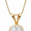 Necklaces | MAX + STONE Max + Stone 14K Gold 8Mm Round Solitaire Cubic Zirconia Pendant Necklace For Women With 18 Inch Box Chain