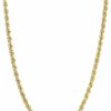 Necklaces | Kooljewelry Kooljewelry Solid 14K Yellow Gold Filled Rope Chain Necklace For Men And Women (2.1 Mm, 3.2 Mm, 4.2 Mm Or 6 Mm)