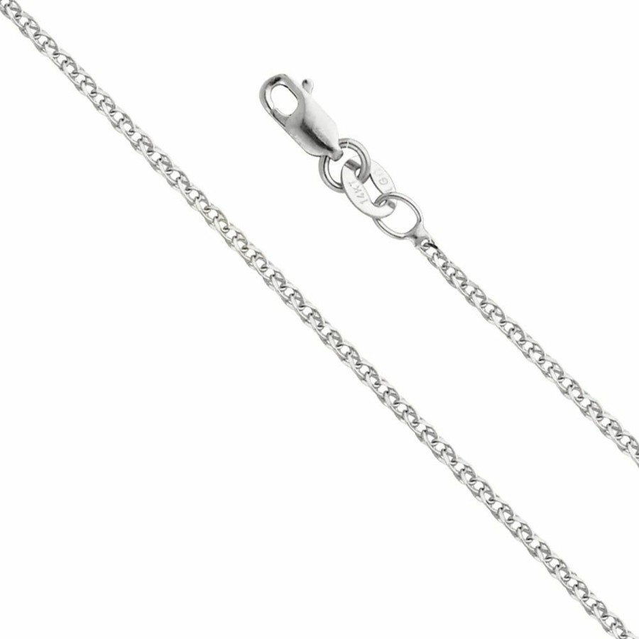 Necklaces | The World Jewelry Center 14K Real Yellow Or White Or Rose/Pink Gold Solid 1.5Mm Flat Open Wheat Chain Necklace With Lobster Claw Clasp