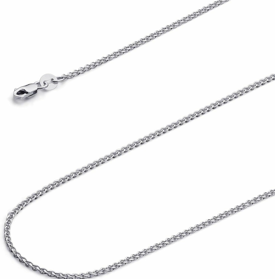 Necklaces | The World Jewelry Center 14K Real Yellow Or White Or Rose/Pink Gold Solid 1.5Mm Flat Open Wheat Chain Necklace With Lobster Claw Clasp