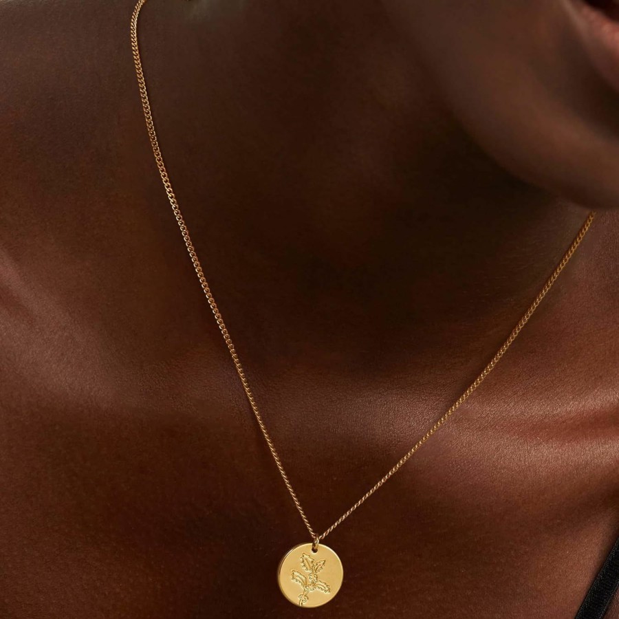 Necklaces | LADYGD Ladygd Birth Flower Necklace 18K Gold Plated Necklaces For Women Disc Cuban Birthday Jewelry Gifts For Women Girls 12 Month