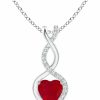 Necklaces | Angara Angara Natural Ruby Infinity Heart Pendant Necklace With Diamond In Sterling Silver/ 14K Solid Gold/Platinum For Women, Girls | July Birthstone Jewelry Gift For Her | Wedding Anniversary