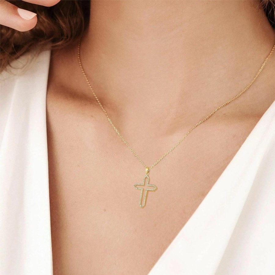 Necklaces | Noerar Noerar Gold Cross Necklaces For Women 14K Gold Plated Cross Necklace For Women Gold Necklace For Women Gold Rhinestone Cross Necklace For Women Girls