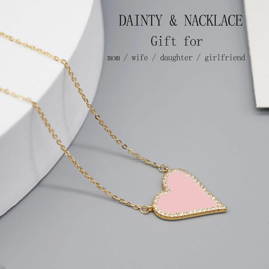 Necklaces | JINGDR Jingdr Heart Necklace For Women Girls Trendy Preppy Jewelry Gold Plated Love Heart Pendant, Heart Paperclip Chain Necklace For Teen Girls Cute Heart Necklaces Birthday Gifts For Women Dainty Jewelry