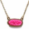 Necklaces | Miracle Collection Miracle Collection Faux Druzy Stone Light Weight Fashion Trendy Pendant Necklace For Women And Girls… (Pink-Oval)